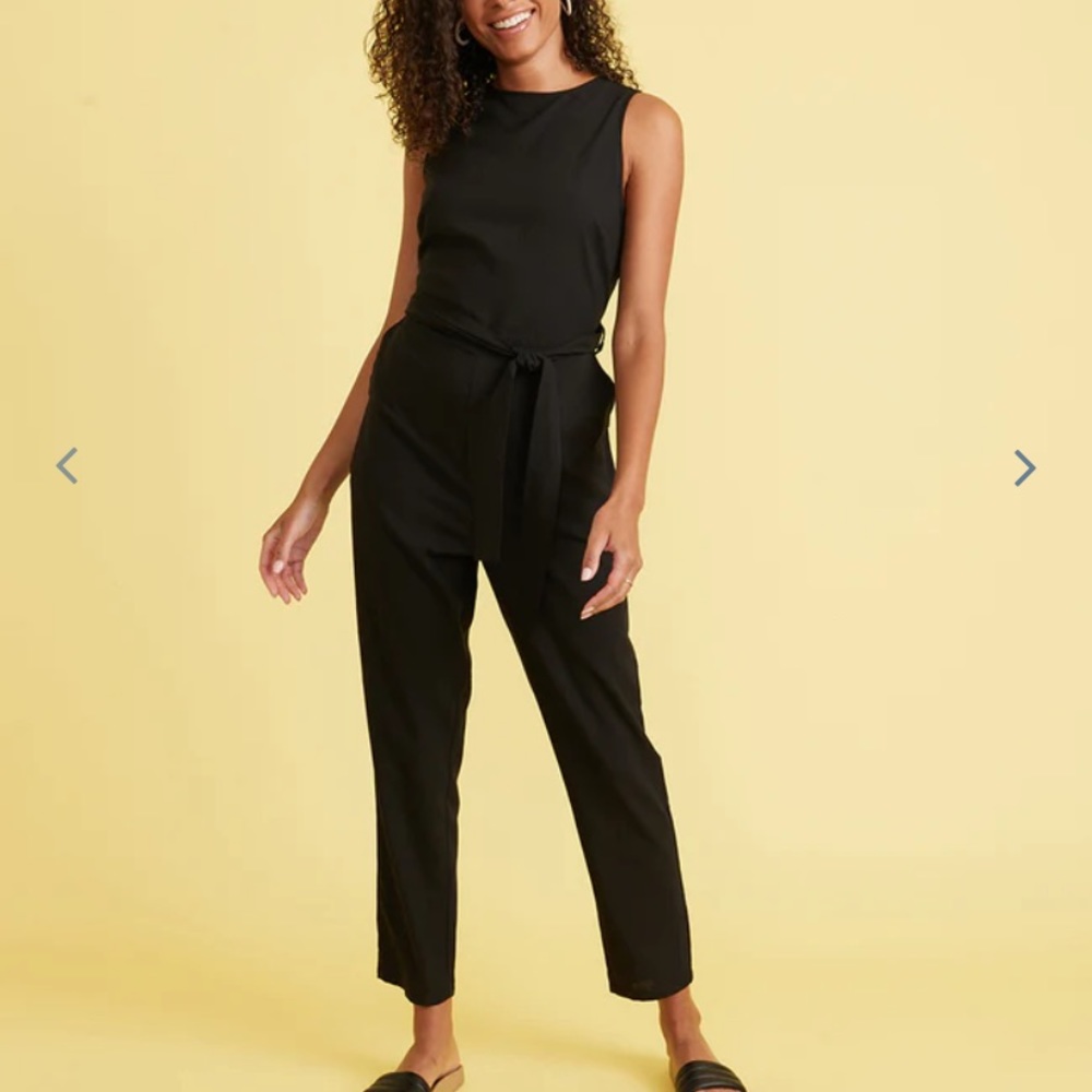 Marine Layer Eloise Belted Jumpsuit in Black / Large